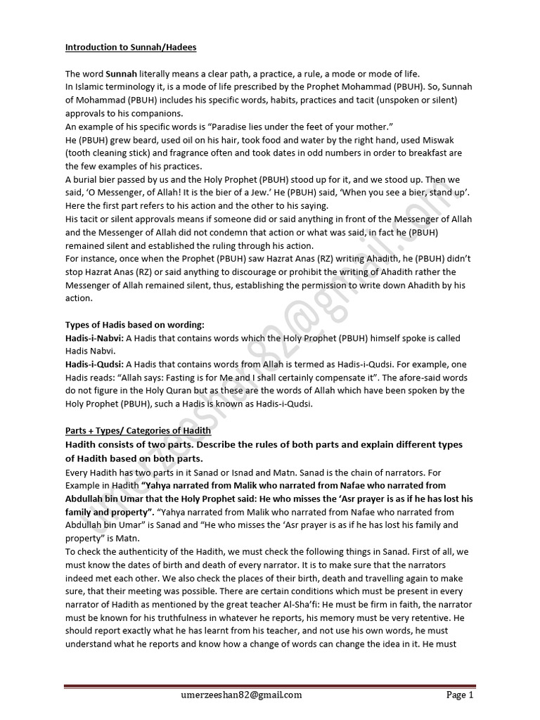Understanding Sunnah and Hadith Types | PDF | Philosophy