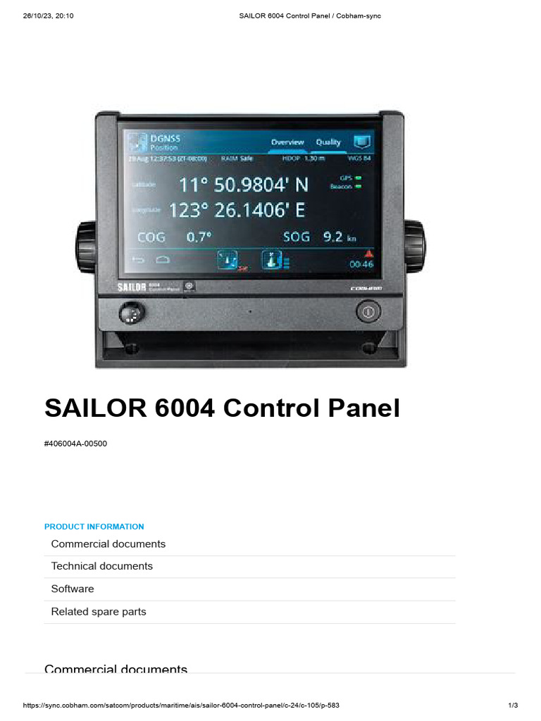 SAILOR 6004 Control Panel CobhamSync PDF