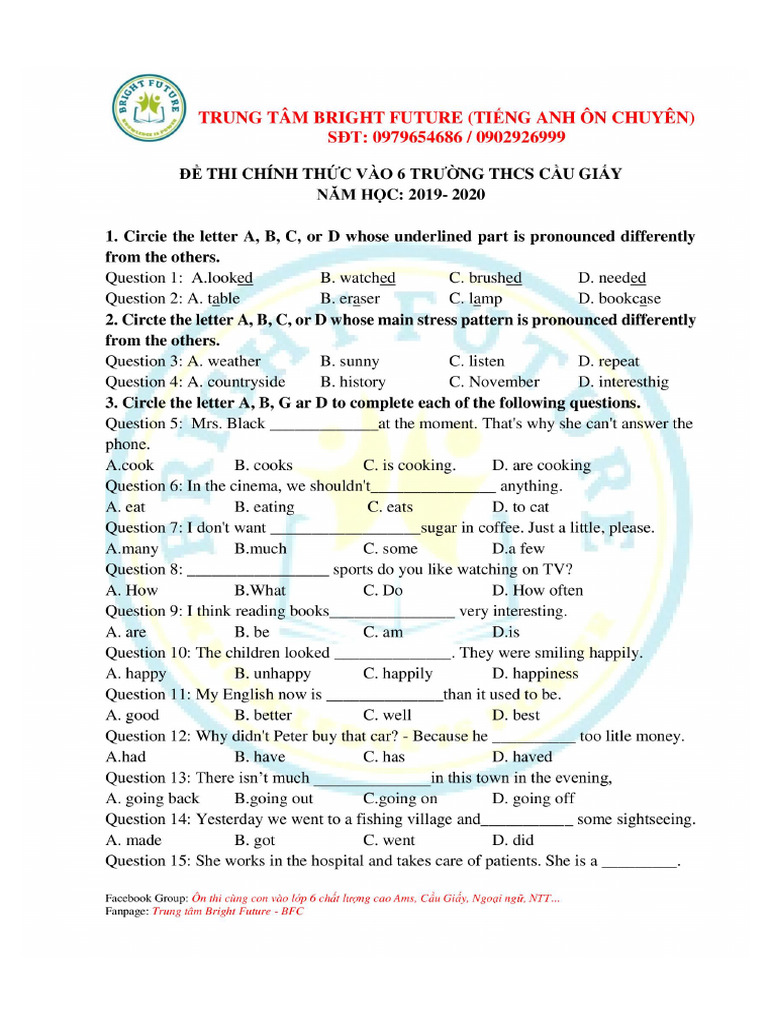De thi tieng anh lop 7 giua ki 1 de so 1 pdf