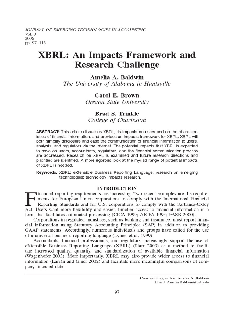 XBRL Impacts Framework and Research | PDF | Accounting | Information