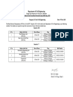 Schedule of Odd End Term Back Practical Exam 2023