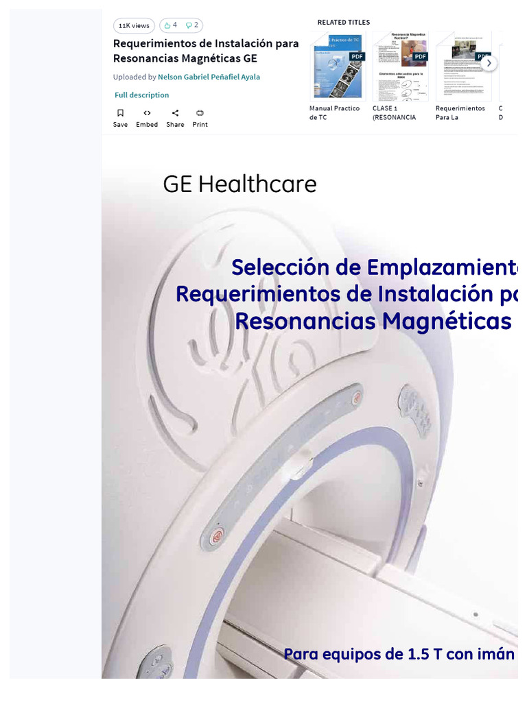 PDF Requerimientos de Instalacion para Resonancias Magneticas Ge ...