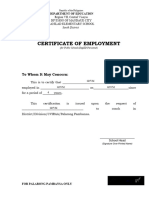 Certificate of Employment