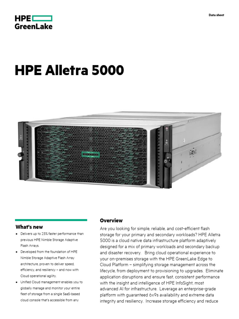 (Storage) HPE Alletra 5000 | PDF | Cloud Computing | Hard Disk Drive