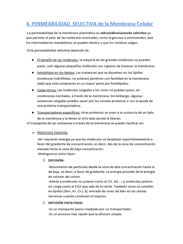 Permeabilidad Selectiva MV | PDF | Membrana celular | Biofísica