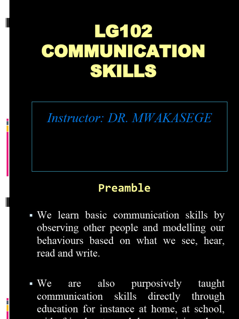 Communication Skills Overview in LG102 | PDF | Noun | Communication