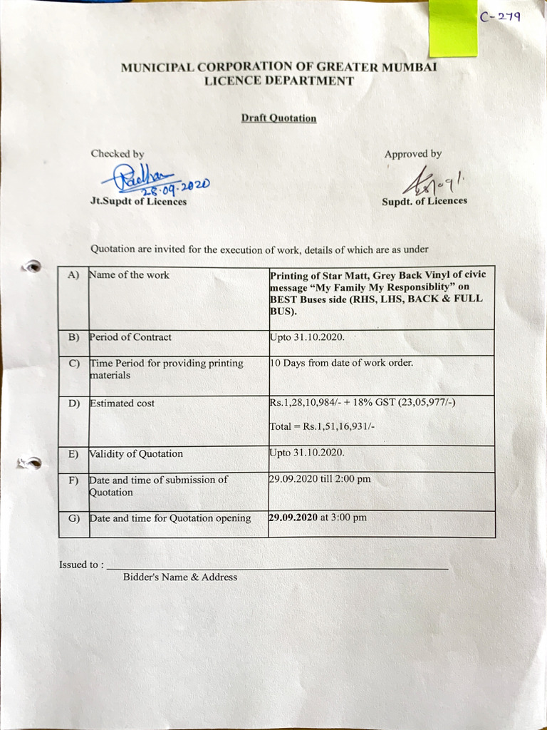 Draft Quotation | PDF