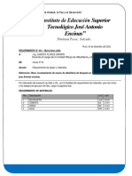 Informe de Requerimiento de Materiales