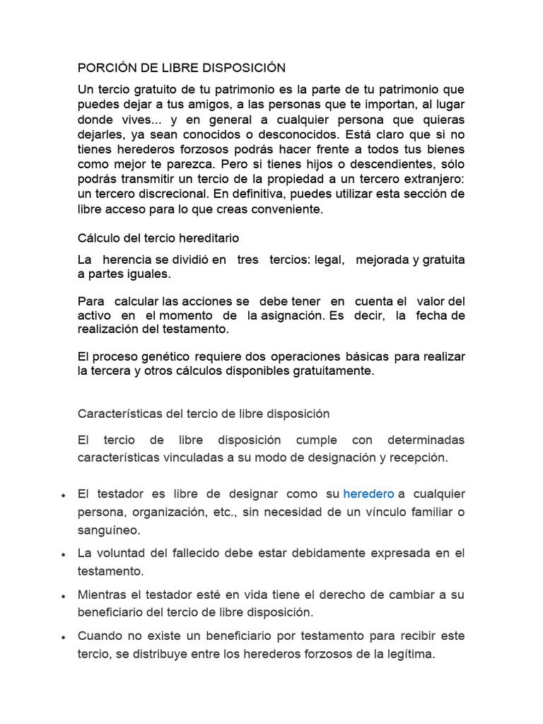 Porción de Libre Disposición | PDF | Herencia | Voluntad y testamento