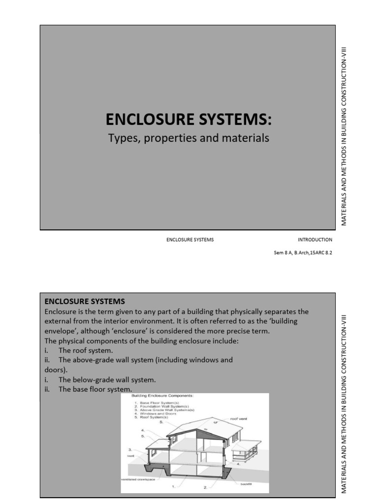 Enclosure Systems in Building Design | PDF | Reinforced Concrete | Concrete