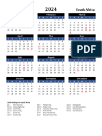 2024 Calendar Black Blue With Holiday