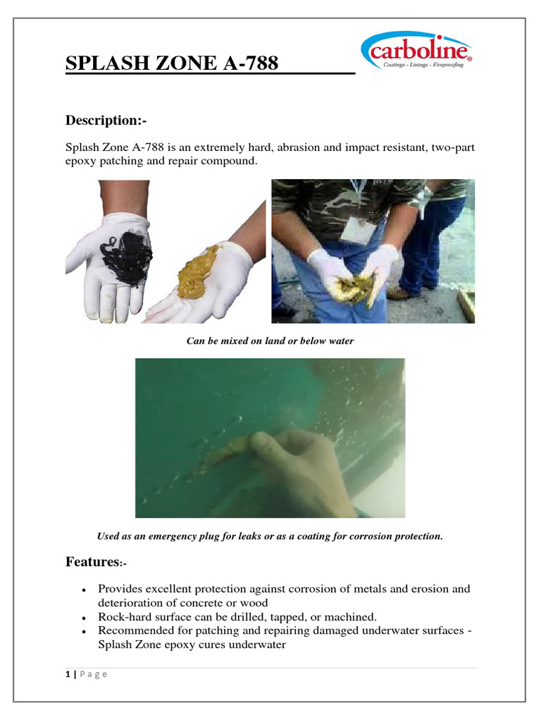 Splash Zone A-788 Epoxy Overview | PDF