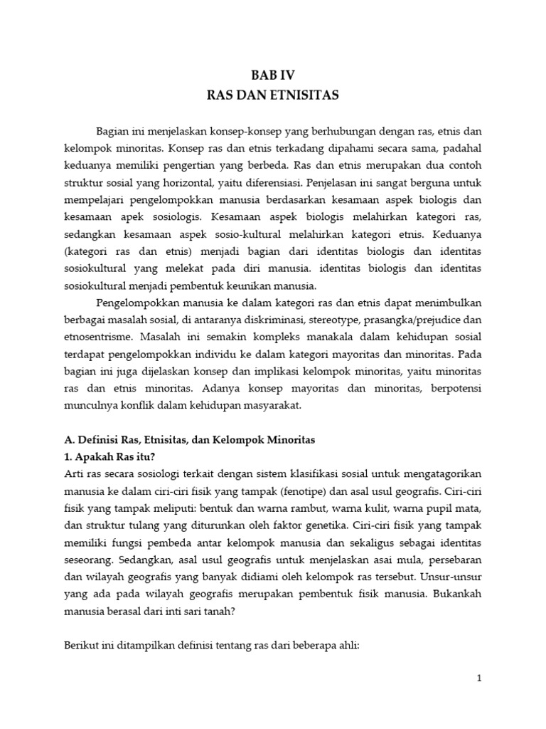 Ras dan Etnisitas dalam Identitas Manusia | PDF
