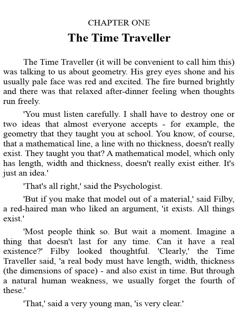 Time Machine H G Wells Pdf Dimension Space