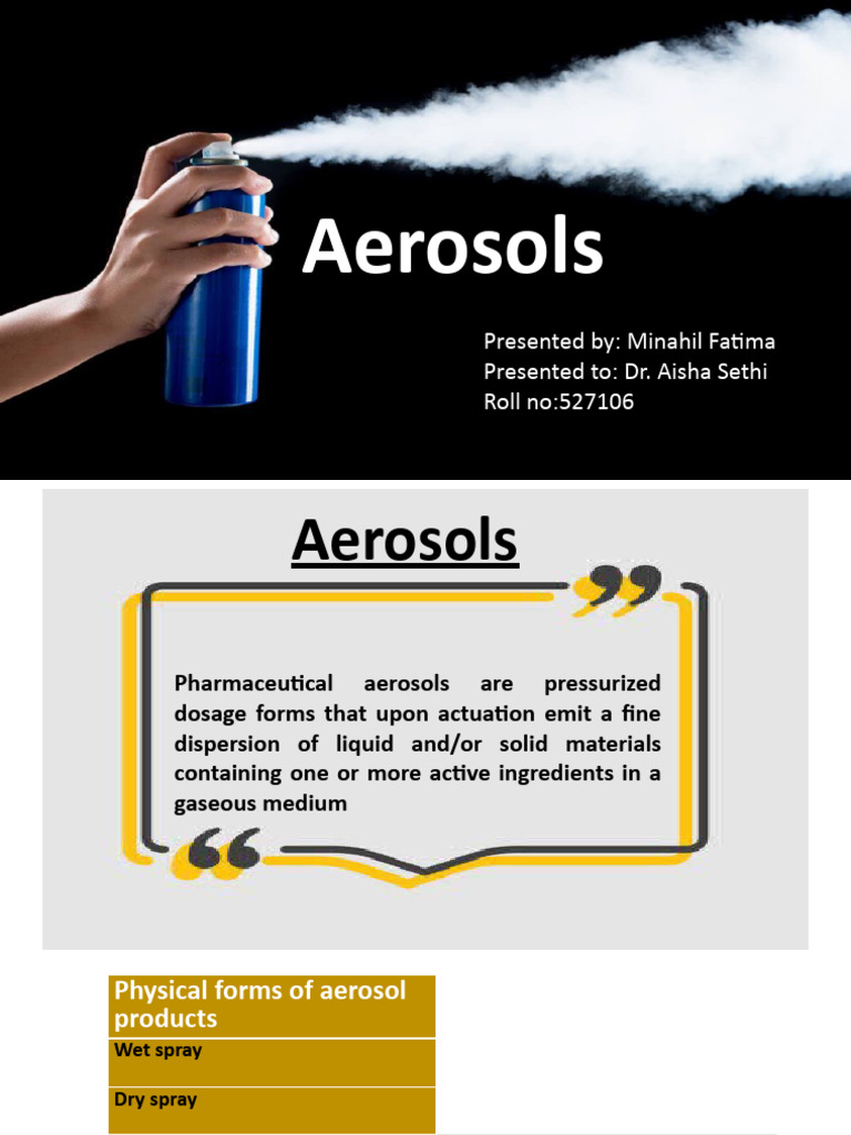 Aerosol Presentation 1 Pdf Propellant Chlorofluorocarbon