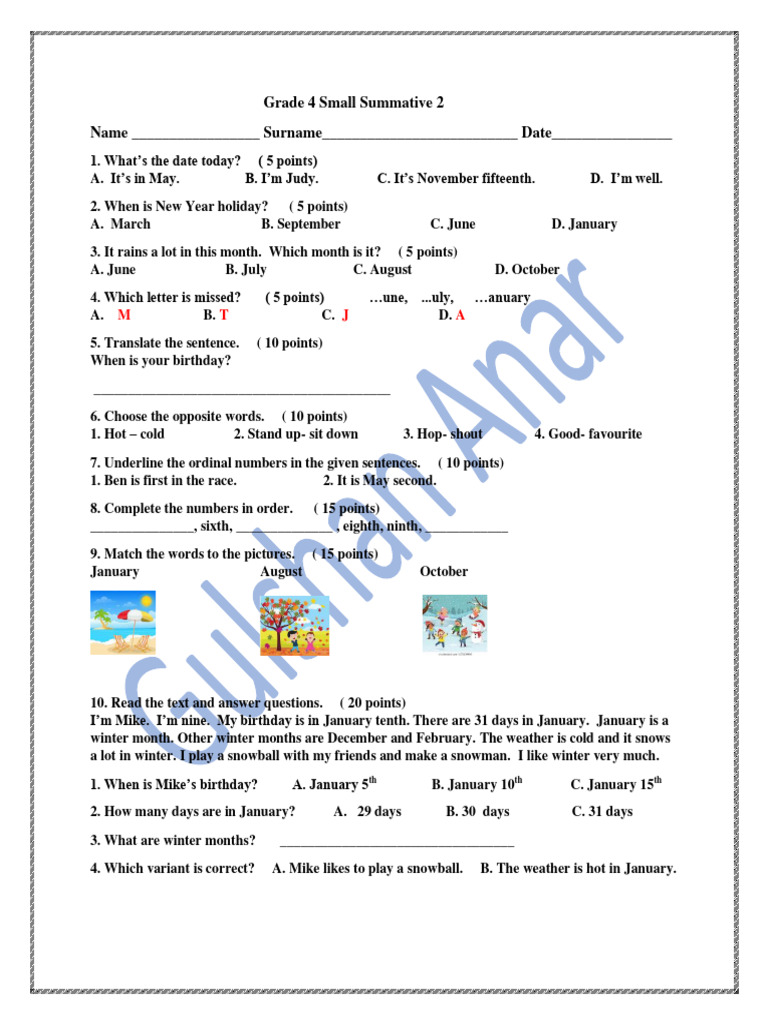 Grade 4 Small Summative Assessment 2 | PDF | Sports & Recreation