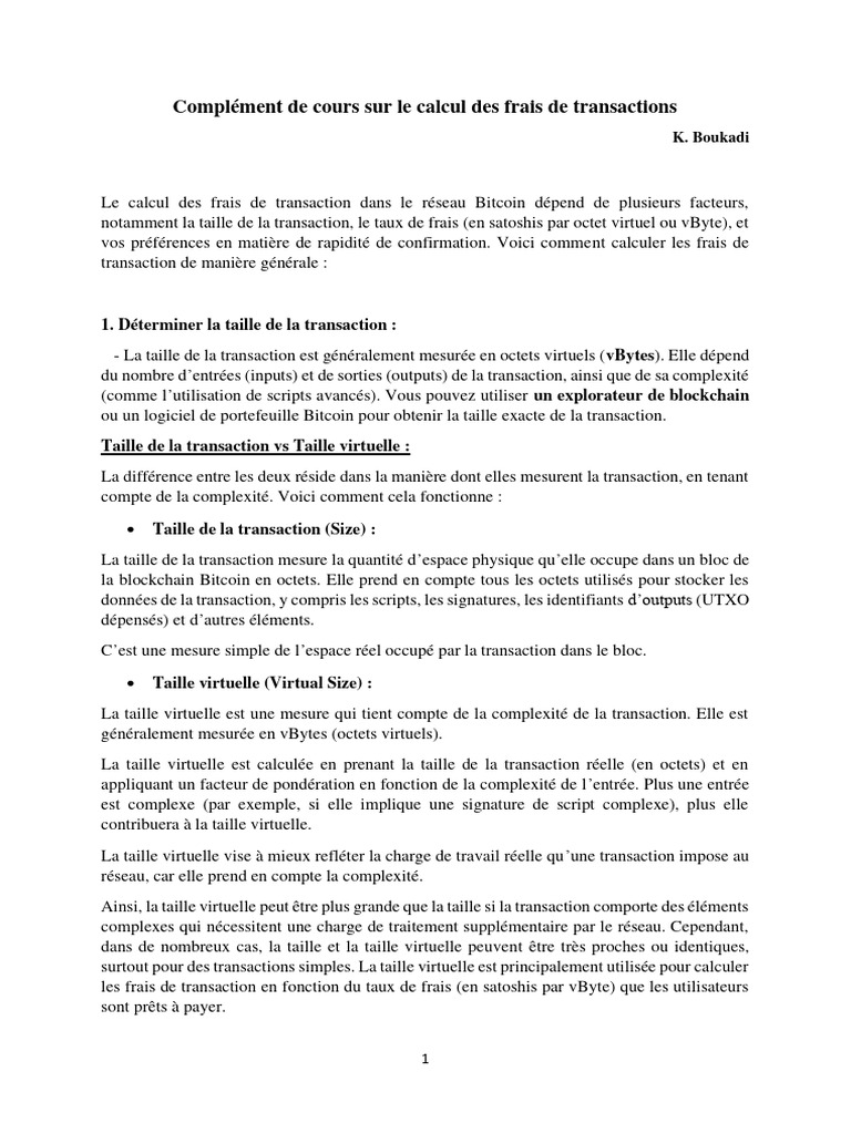 Calcul des frais de transaction Bitcoin | PDF | Bitcoin | Informatique