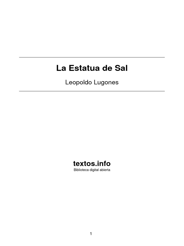 Leopoldo Lugones La Estatua de Sal PDF