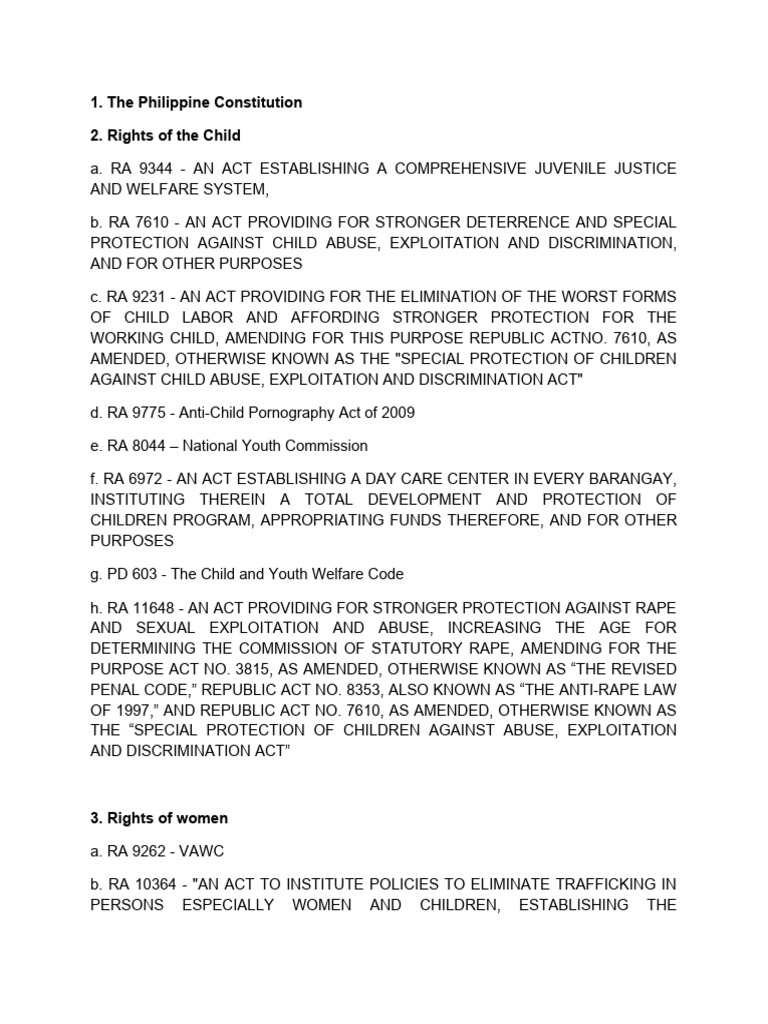 Philippine Human Rights Laws Overview | PDF | Justice | Crime & Violence