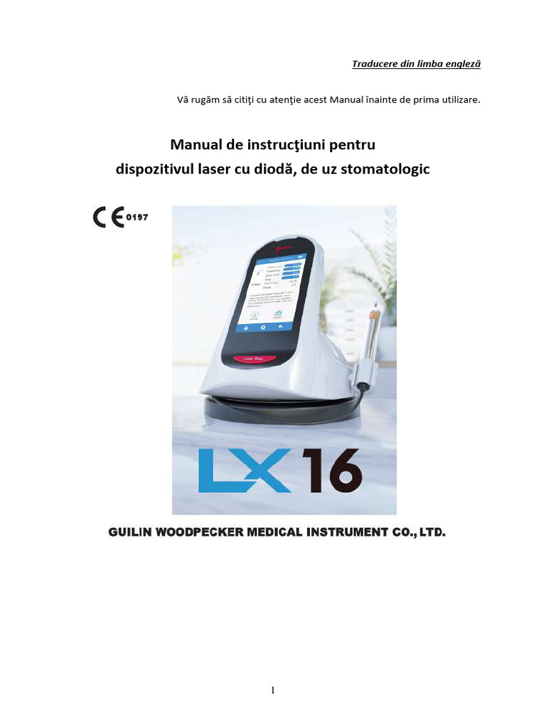 Eng-Ro Manual Ut Laser Dentar LX16 Plus Final | PDF