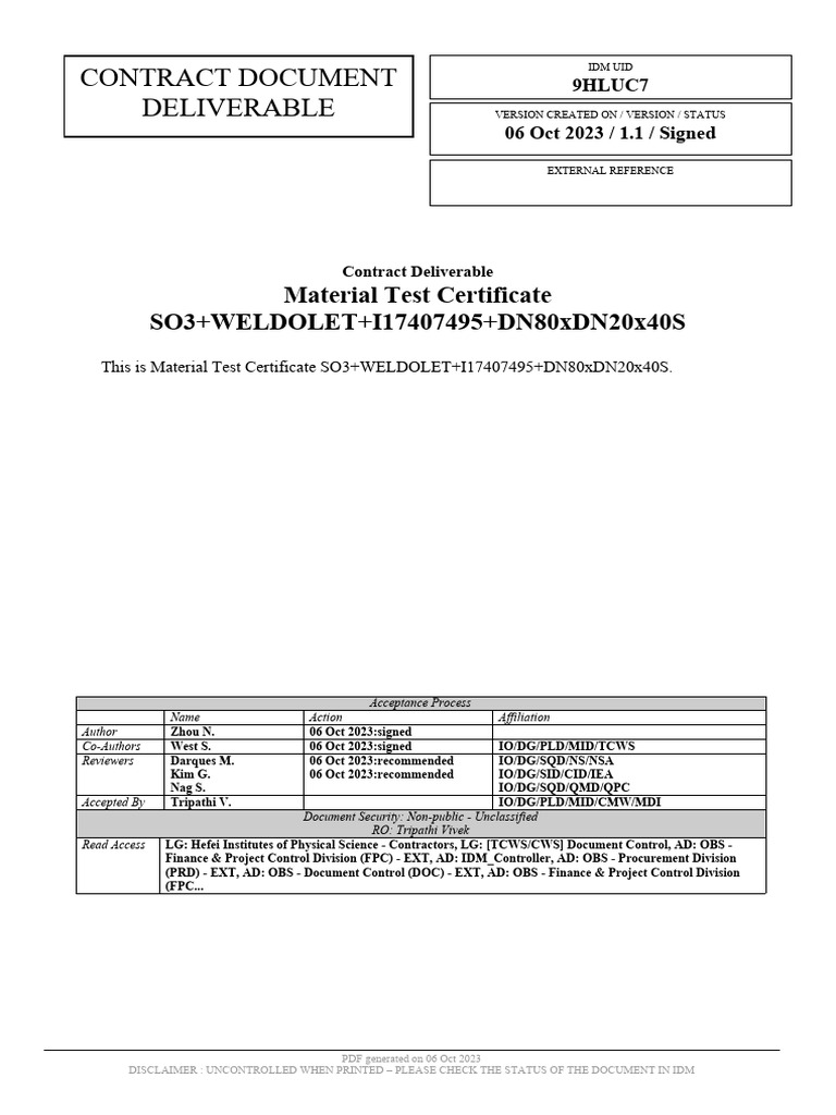 SO3 Material Test Certificate | PDF