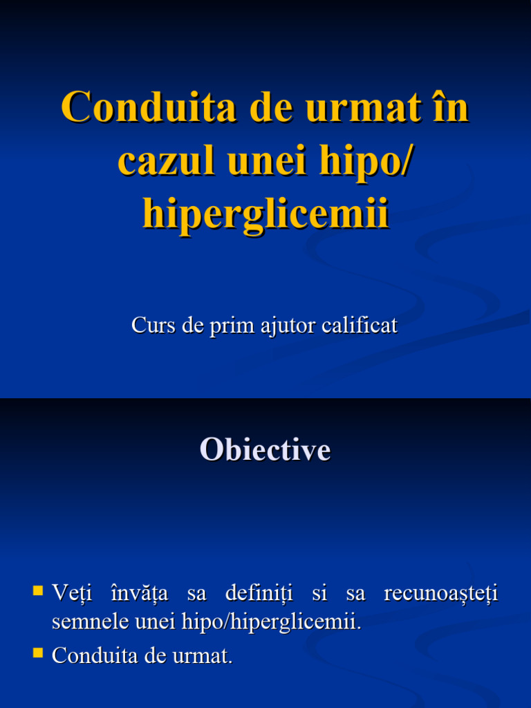 Conduita de Urmat I Én Cazul Unei Hipo Si Hiperglicemii | PDF