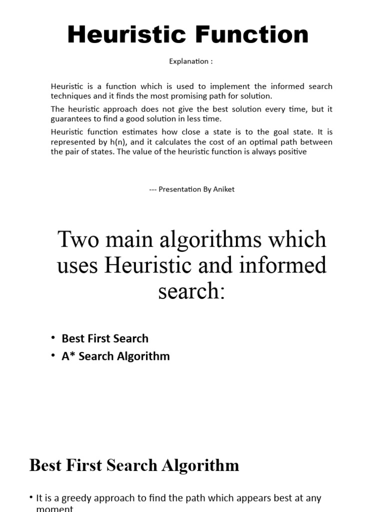 Heuristic Function - Aniket | PDF | Teaching Methods & Materials