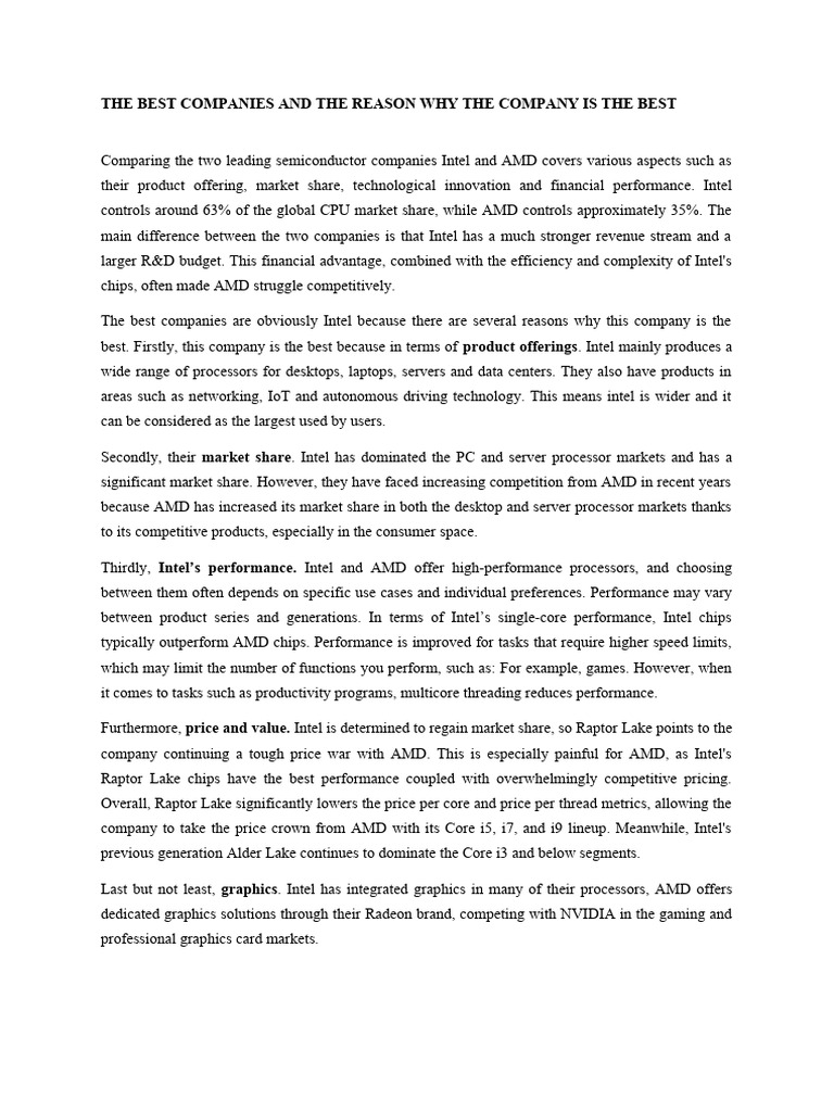 The best companies and the reason why the company is the best pdf