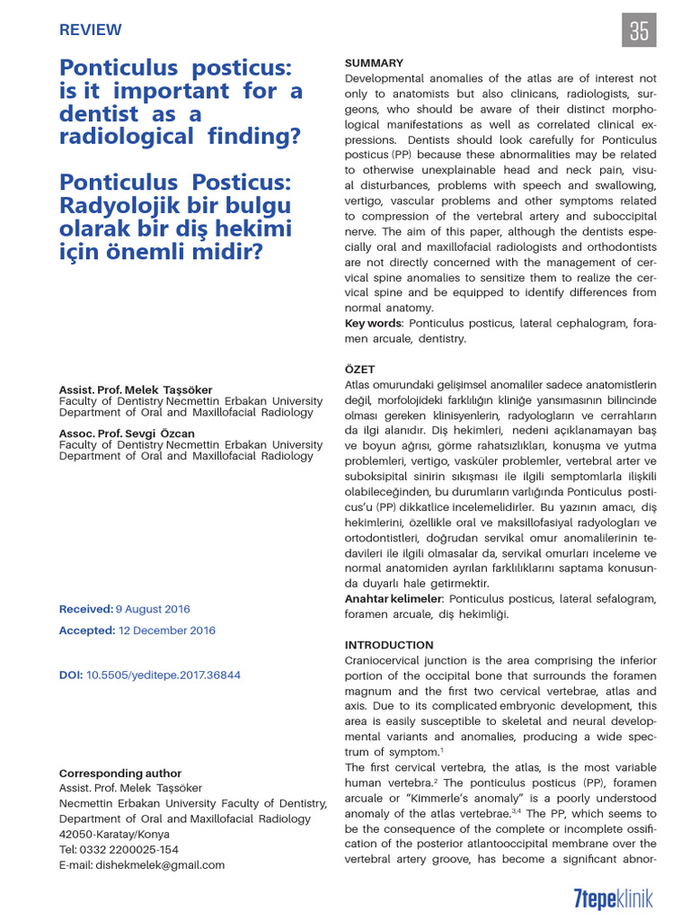 Ponticulus Posticus - YDJ - 13 - 2 - 35 - 41 | PDF
