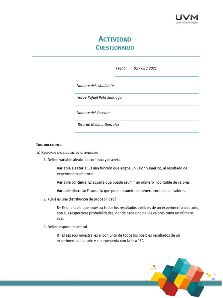 A3 Estadistica Descriptiva PDF Probabilidad Variable aleatoria