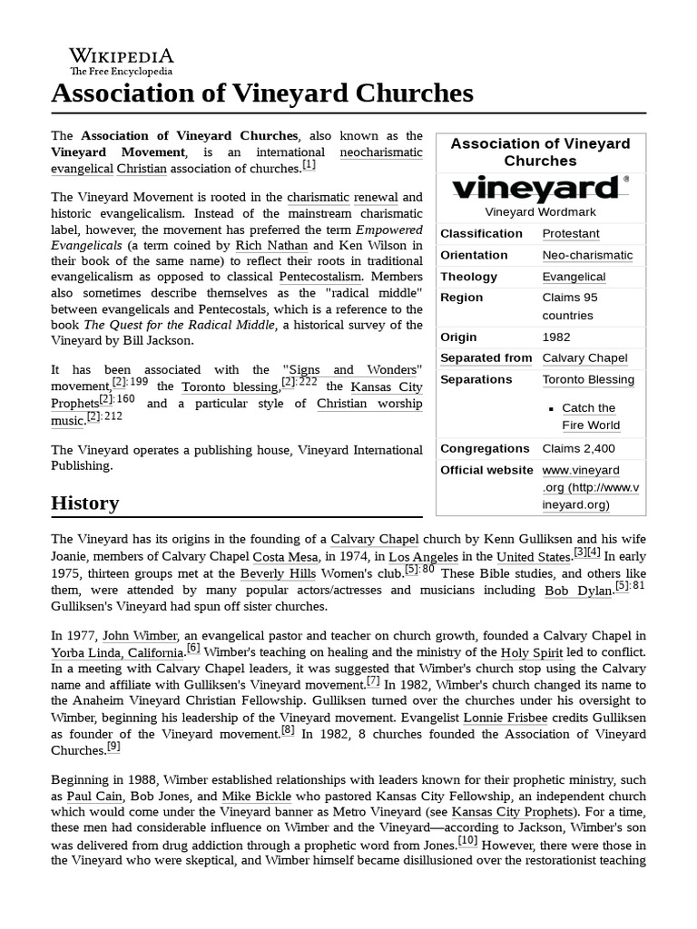 Association of Vineyard Churches | PDF | Religious Faiths | Arminianism