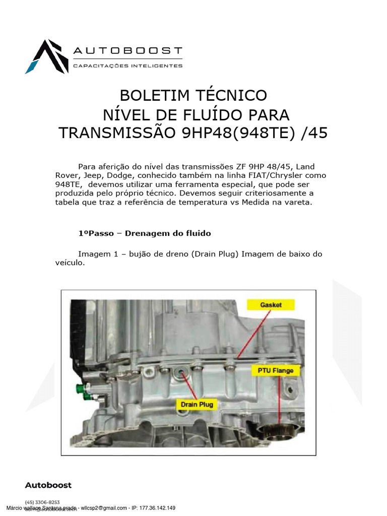 Nível de Fluído para Transmissão 9HP48 | PDF