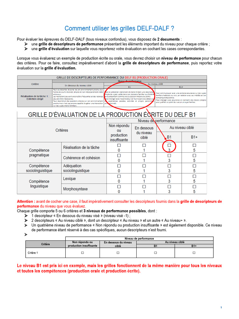 Évaluation des niveaux DELF-DALF | PDF
