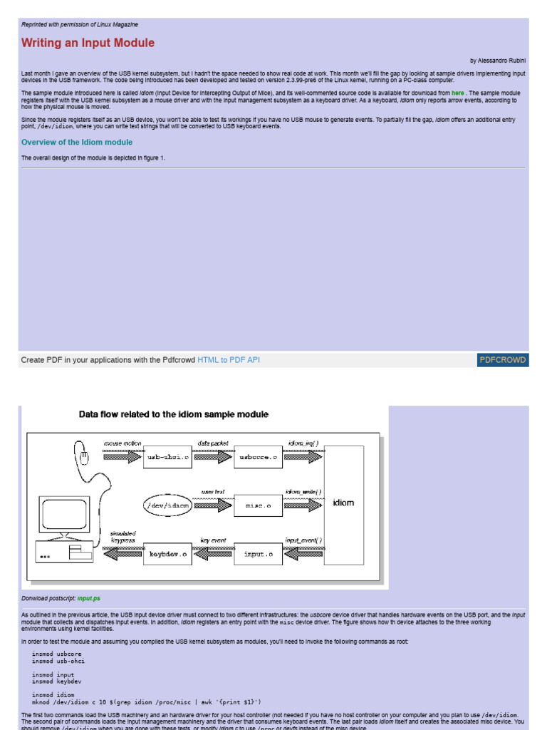 Writing An Input Module - Alessandro Rubini - Linux Magazine | PDF