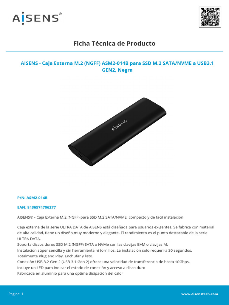 Aisens - Asm2 014B 8436574706277 | PDF | USB | Unidad de estado sólido