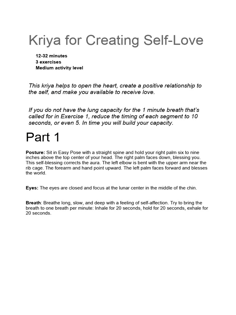 Kriya For Creating Self Love Download Free Pdf Breathing Physiology