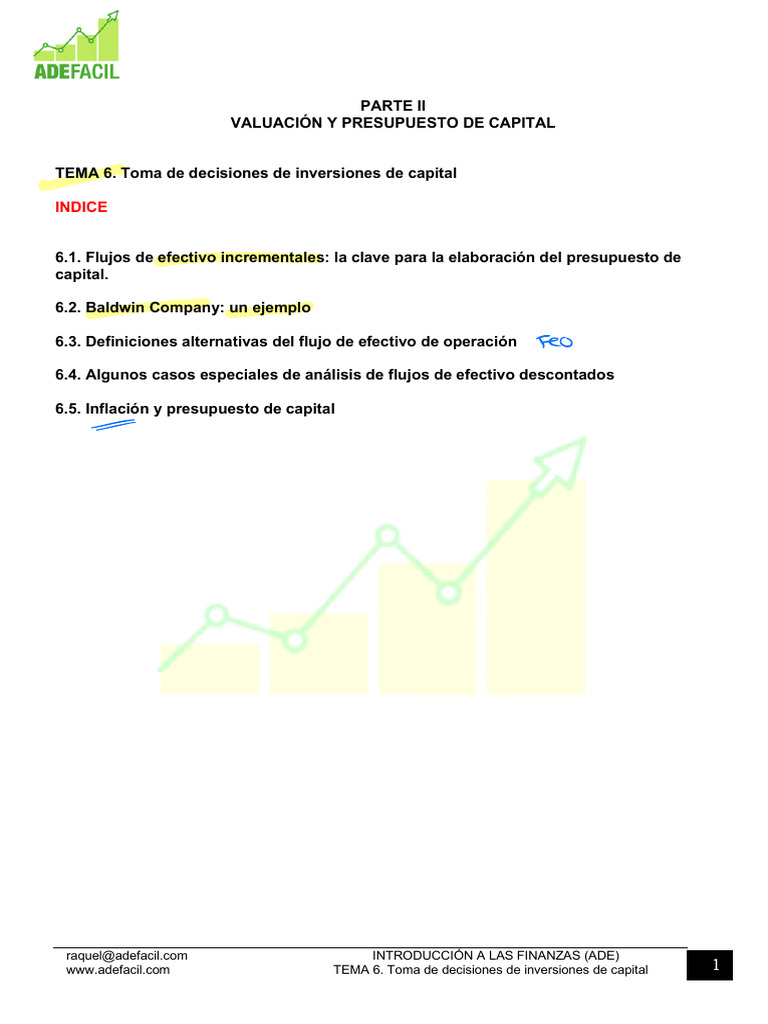 TEMA 6. Toma de Decisiones de Inversiones de Capital - Pizarra | PDF