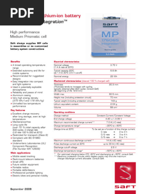 DB Saft mp176065 Int | PDF | Lithium Ion Battery | Electricity