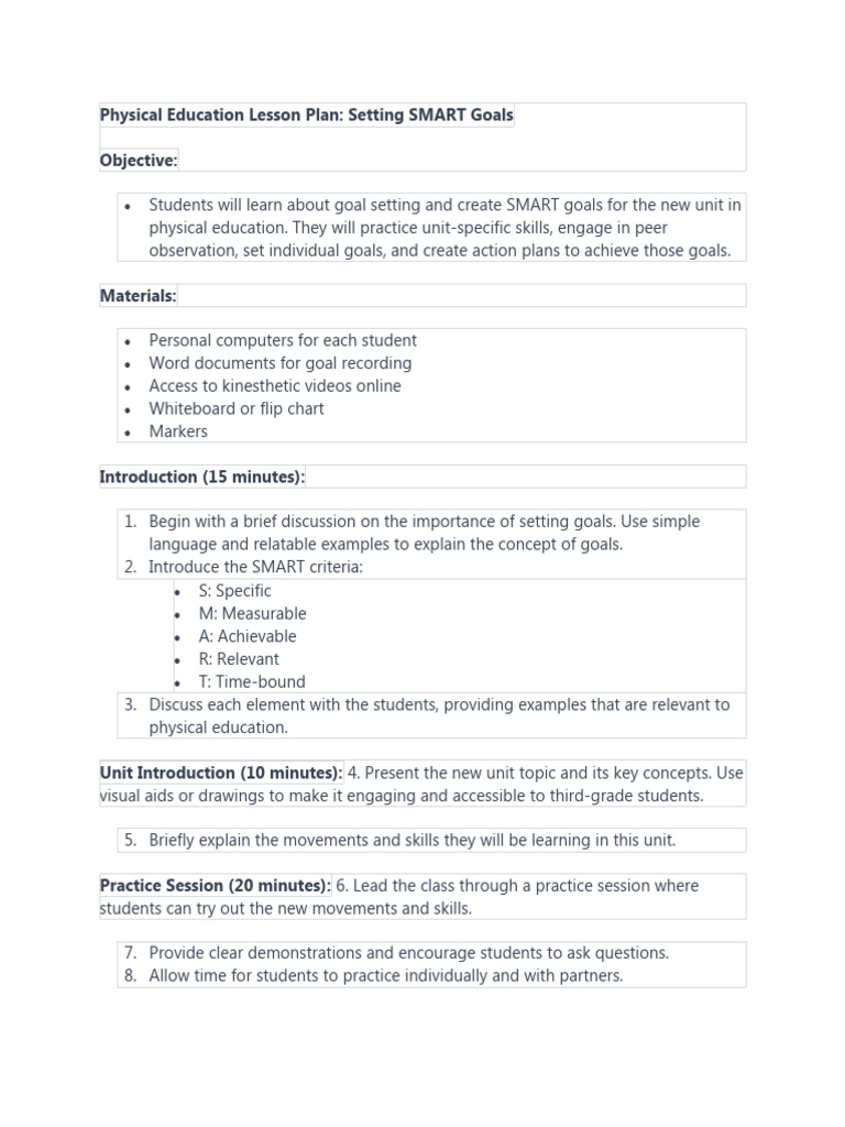Smart Goals Lesson Plan PDF Goal Educational Assessment