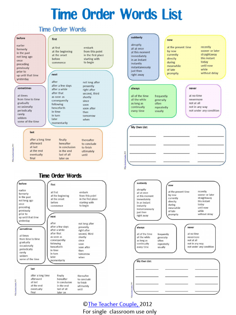 Time Order Words for Writing | PDF