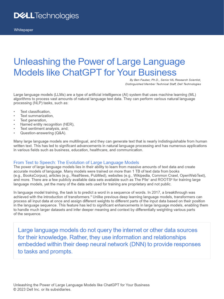 Unleashing The Power of Large Language Models Fauber | PDF | Machine ...