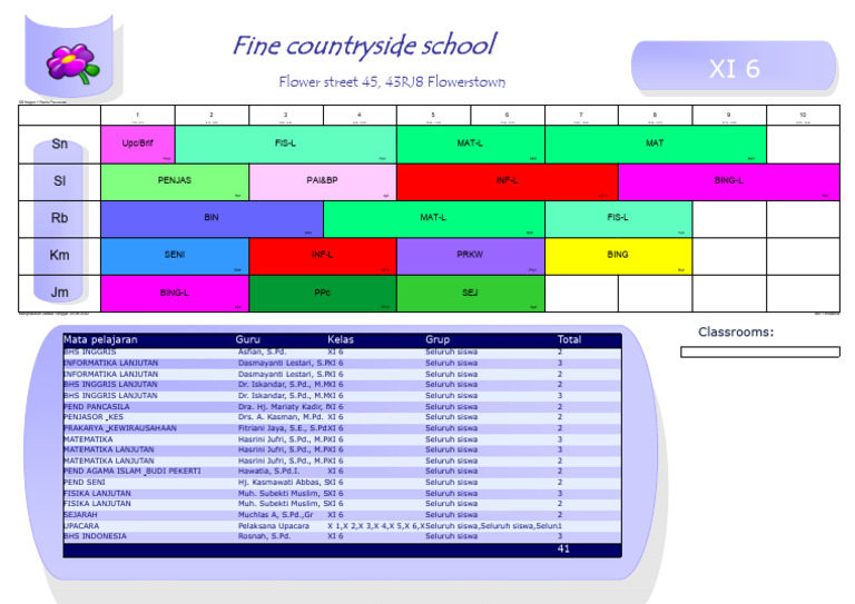Roster Kelas XI 6 Sekolah Fine | PDF