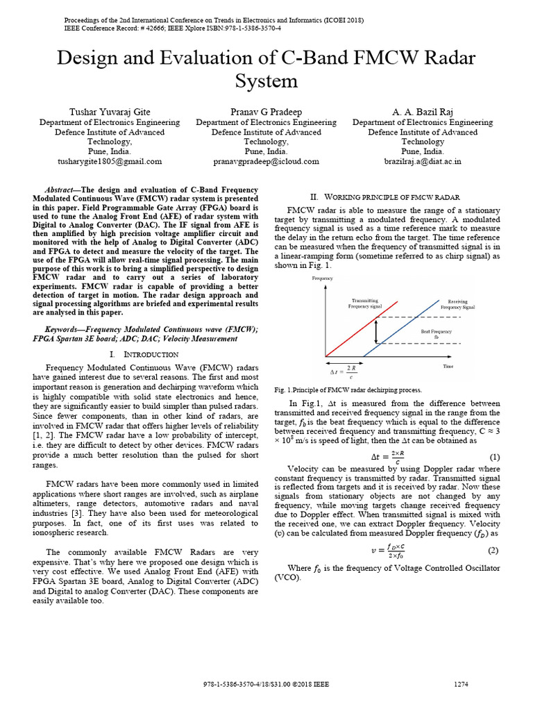 Design and Evaluation of C-Band FMCW Radar System: Tushar Yuvaraj Gite ...