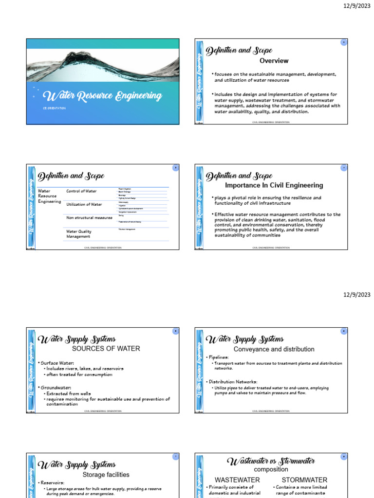 Water Resource Engineering Overview | PDF | Water Pollution | Stormwater