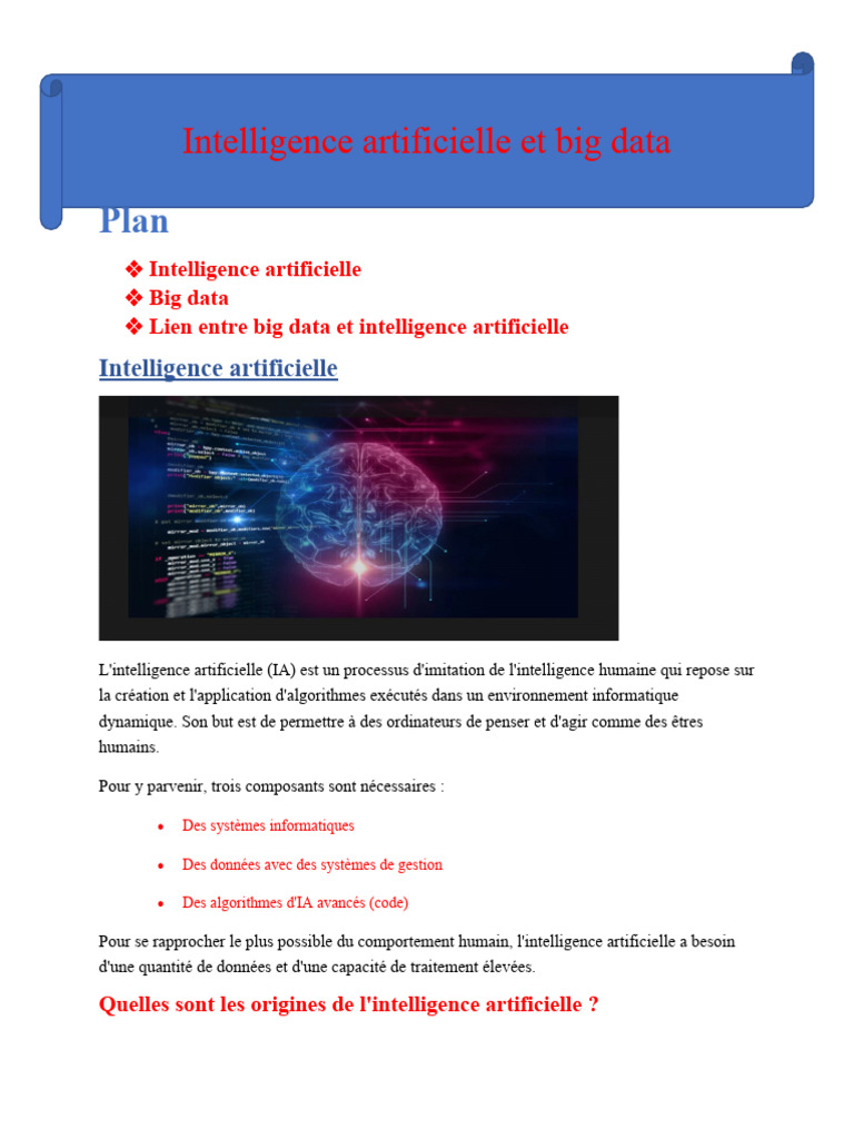 Big Data et Intelligence Artificielle | PDF