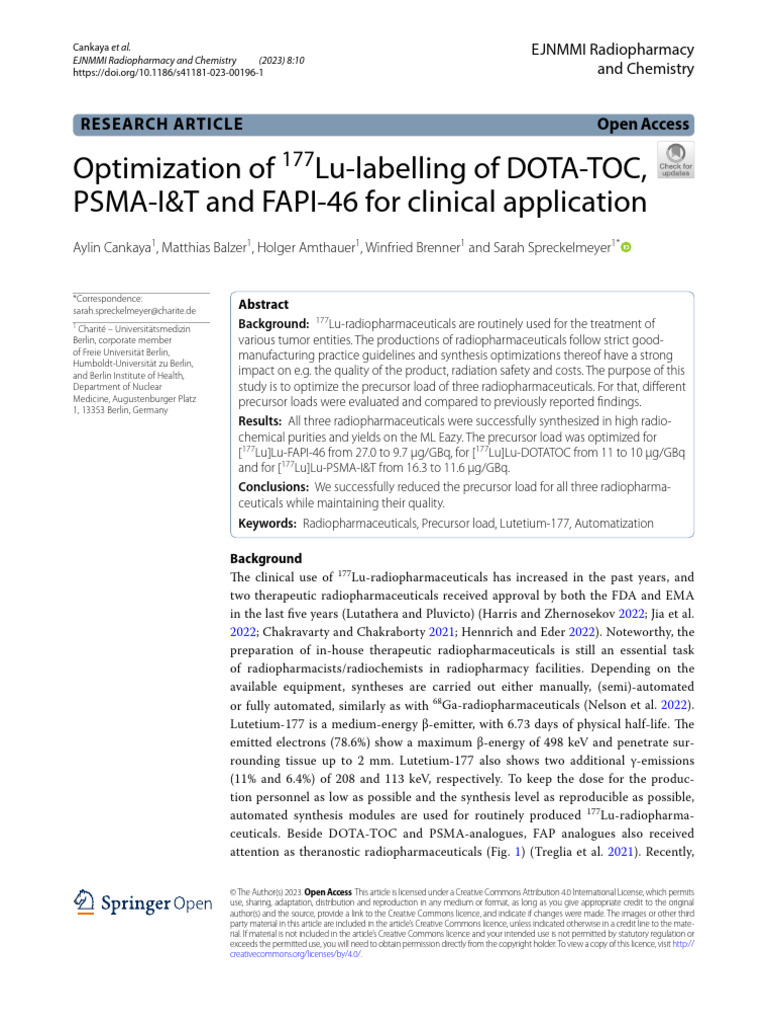 Optimization of 177Lu-Labelling of DOTA-ToC, PSMA-I&T and FAPI-46 For ...