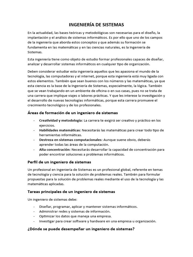 Ingeniería de Sistemas | PDF | Ingeniería de Sistemas | Ingeniería