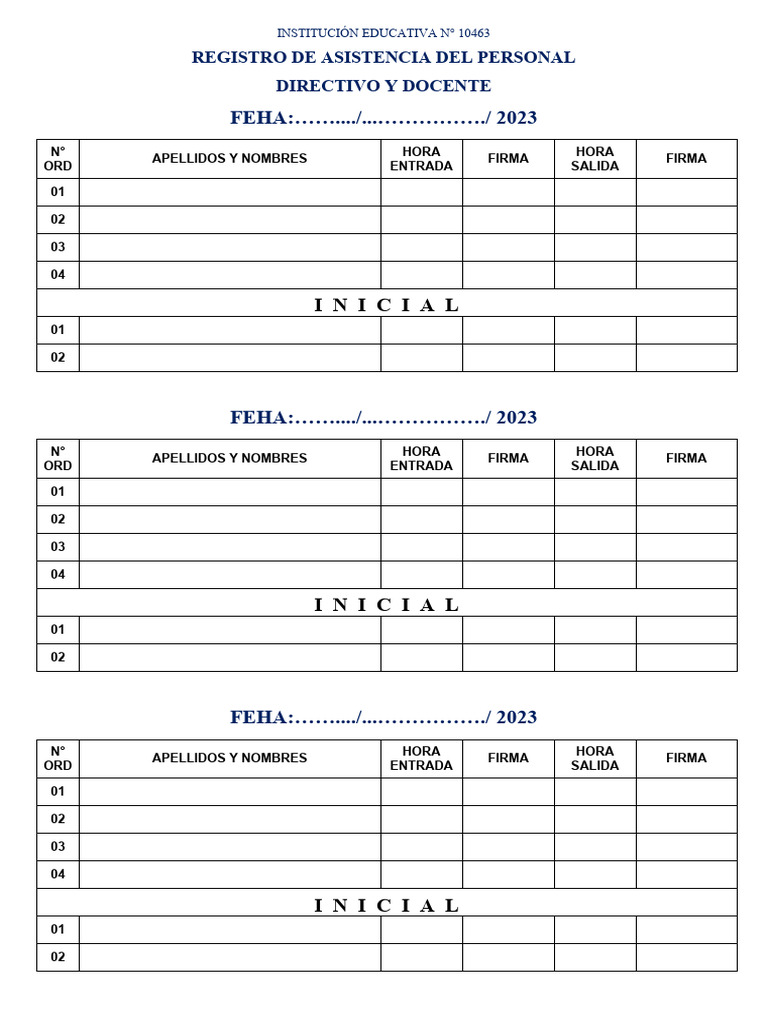 Registro de Asistencia Educativa 2023 | PDF | Crecimiento personal y ...