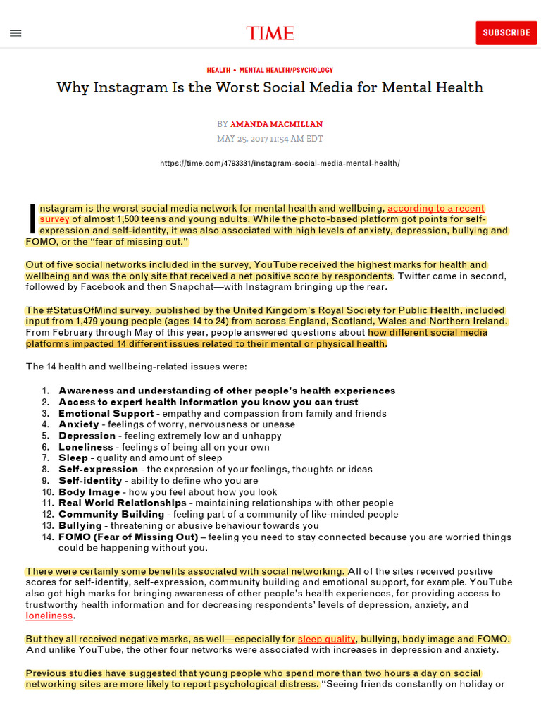 IRW1 - TEXT 1 - Why Insta Is The Worst Social Media | PDF | Social ...