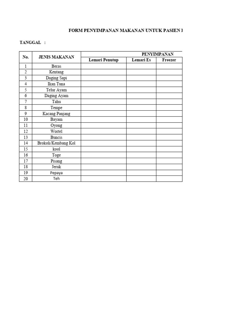 Form Penyimpanan Makanan Pdf
